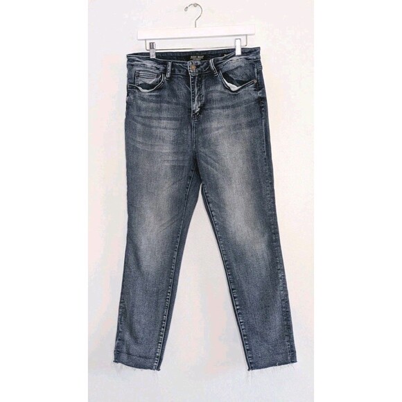 Judy Blue Denim - Judy Blue Size 13/31 JB88191 High Waist Raw Hem Relaxed Fit Jeans Charcoal Wash